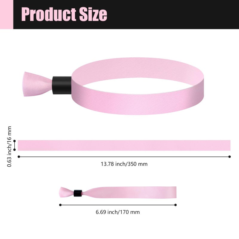 Comflora 100 Pcs Cloth Event Wristband  Disposable Wristbands for Events  Colored Wristbands Events for Lightweight Concert Club Entrance Wrist Strap Party Wristband Event (Color : Pink) - Image 2